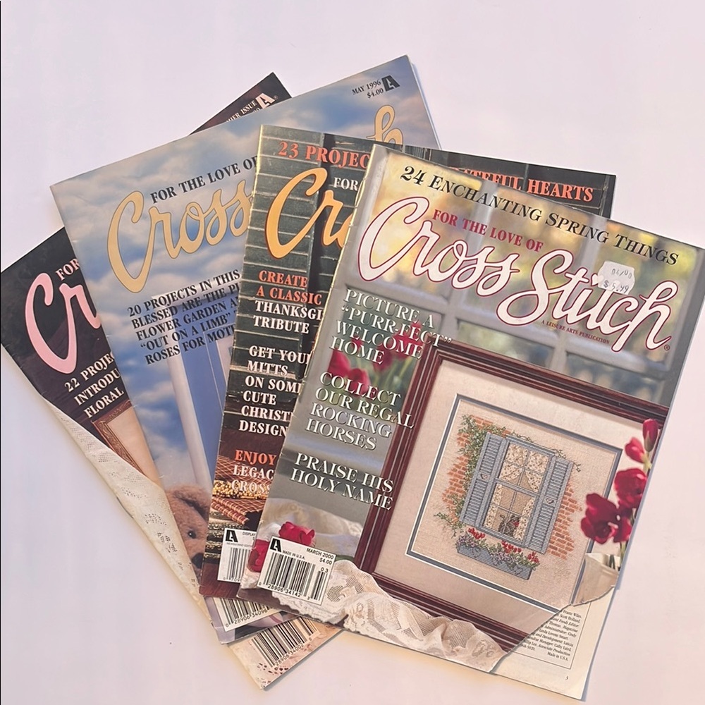 4 For the Love of Cross Stitch Magazine Patterns Vintage